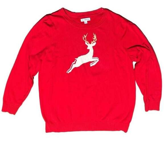 Kim Rogers Sweaters - Kim Rogers Red Christmas Reindeer Long Sleeve Sweater Size 1X